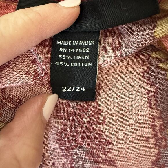 Ashley Stewart Size 22/24 Linen Blend Wide Leg Colorful Artsy Jumpsuit Boho - Picture 15 of 15